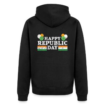 Joyeux Jour de la République Hindustani Inde Drapeau Indien - Veste à capuche bio Premium Unisexe - noir - Dos - Nico (187cm)