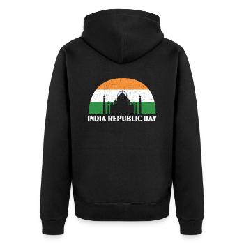 Tag der indischen Republik Hindustani indische Flagge - Unisex Premium Bio Zip Hoodie - Schwarz - Hinten - Nico (187cm)