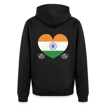 Tag der indischen Republik Hindustani indische Flagge - Unisex Premium Bio Zip Hoodie - Schwarz - Hinten - Nico (187cm)
