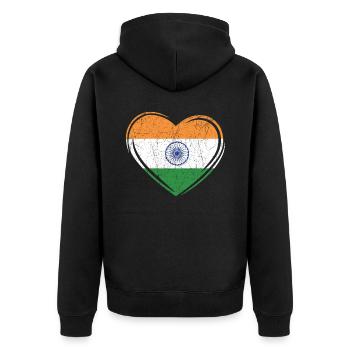 Tag der indischen Republik Hindustani indische Flagge - Unisex Premium Bio Zip Hoodie - Schwarz - Hinten - Nico (187cm)
