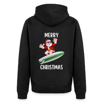 Merry Christmas Lustiges Weihnachtsshirt - Unisex Premium Bio Zip Hoodie - Schwarz - Hinten - Nico (187cm)
