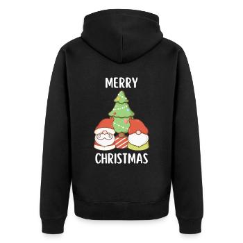 Merry Christmas Lustiges Weihnachtsshirt - Unisex Premium Bio Zip Hoodie - Schwarz - Hinten - Nico (187cm)