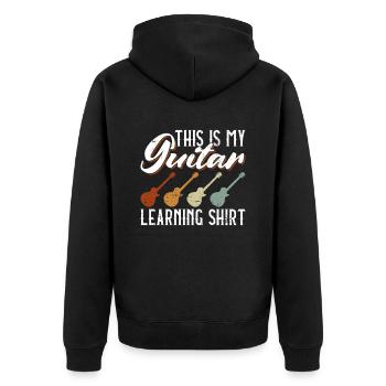 This Is My Guitar Learning Shirt - E-Gitarre - Unisex Premium Bio Zip Hoodie - Schwarz - Hinten - Nico (187cm)