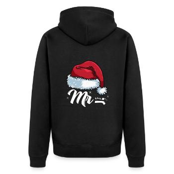 Santa Claus Beanie Mr. Outfit for Christmas - Unisex Premium Organic Zip Hoodie - black - Back - Nico (187cm)