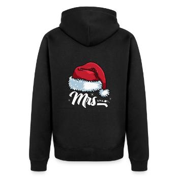 Santa Claus Cap Mrs. Outfit for Christmas - Unisex Premium Organic Zip Hoodie - black - Back - Nico (187cm)
