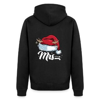 Santa Claus Cap Mrs. Outfit for Christmas - Unisex Premium Organic Zip Hoodie - black - Back - Nico (187cm)