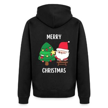 Joyeux Noël Drôle de Chemise de Noël - Veste à capuche bio Premium Unisexe - noir - Dos - Nico (187cm)