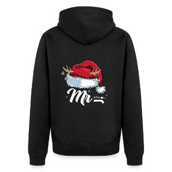 Santa Claus Beanie Mr. Outfit for Christmas - Unisex Premium Organic Zip Hoodie - black - Back - Nico (187cm)