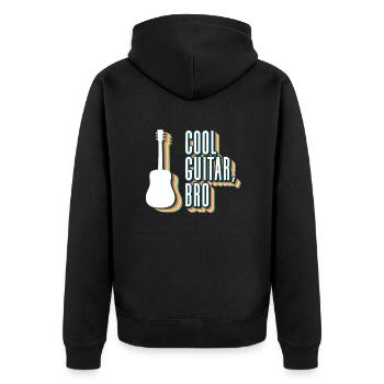 Coole Gitarre, Bro - Akustikgitarre - Unisex Premium Bio Zip Hoodie - Schwarz - Hinten - Nico (187cm)