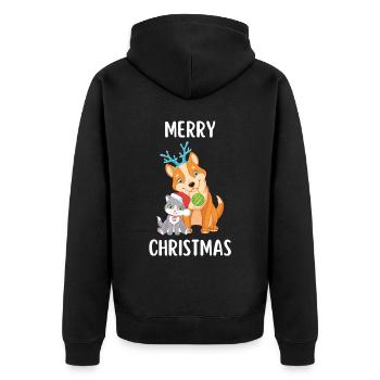 Joyeux Noël Drôle de Chemise de Noël - Veste à capuche bio Premium Unisexe - noir - Dos - Nico (187cm)