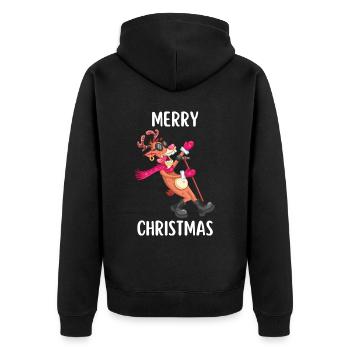 Joyeux Noël Drôle de Chemise de Noël - Veste à capuche bio Premium Unisexe - noir - Dos - Nico (187cm)