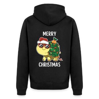 Merry Christmas Lustiges Weihnachtsshirt - Unisex Premium Bio Zip Hoodie - Schwarz - Hinten - Nico (187cm)