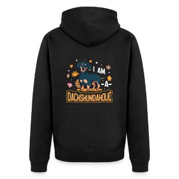 Je suis un teckel accro, teckel. - Veste à capuche bio Premium Unisexe - noir - Dos - Nico (187cm)