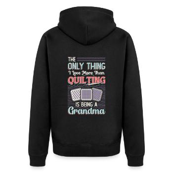 Nähen Quilter Oma Quilten - Unisex Premium Bio Zip Hoodie - Schwarz - Hinten - Nico (187cm)