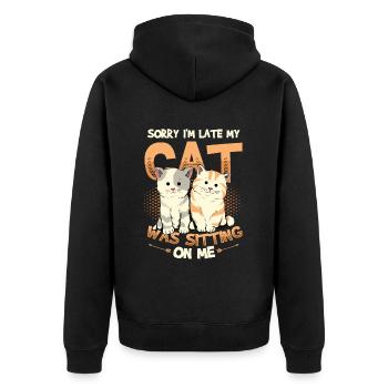 Sorry I'm late - Unisex Premium Organic Zip Hoodie - black - Back - Nico (187cm)