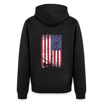 crane operator American Flag, crane operator - Unisex Premium Bio Zip Hoodie - Schwarz - Hinten - Nico (187cm)