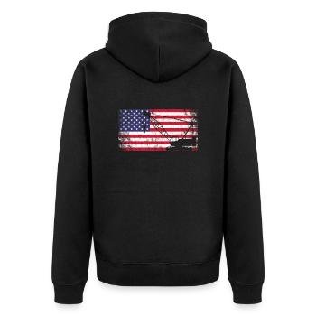 crane operator American Flag, crane operator - Unisex Premium Bio Zip Hoodie - Schwarz - Hinten - Nico (187cm)