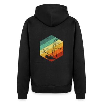 vintage crane operator - Unisex Premium Bio Zip Hoodie - Schwarz - Hinten - Nico (187cm)