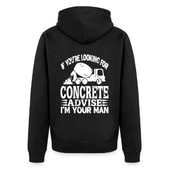 Concrete worker design for construction worker and construction site - Unisex Premium Organic Zip Hoodie - black - Back - Nico (187cm)