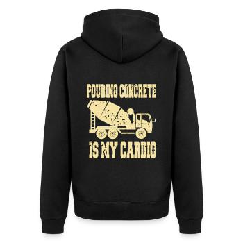 Conception de construction en béton pour les travailleurs de la construction et les chantiers de construction - Veste à capuche bio Premium Unisexe - noir - Dos - Nico (187cm)