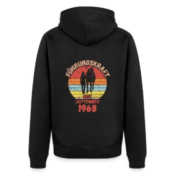 Führungskraft Reiten Geburtstag September 1968 - Unisex Premium Bio Zip Hoodie - Schwarz - Hinten - Nico (187cm)