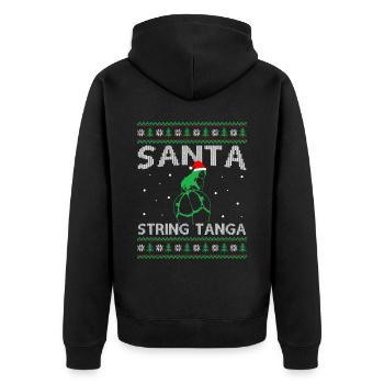 Santa Clause Wearing String Tanga - Ugly Christmas - Unisex Premium Organic Zip Hoodie - black - Back - Nico (187cm)