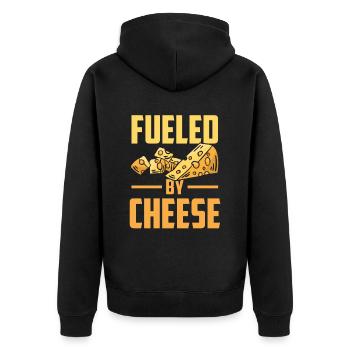 Driven by cheese sweet lovers love - Unisex Premium Organic Zip Hoodie - black - Back - Nico (187cm)