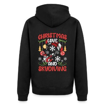 Fallschirm Skydive Weihnachten Liebe und Skydiving - Unisex Premium Bio Zip Hoodie - Schwarz - Hinten - Nico (187cm)