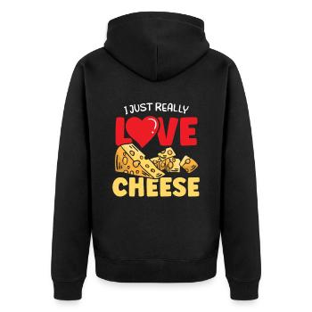 I just love cheese very sweet lovers sayings - Unisex Premium Organic Zip Hoodie - black - Back - Nico (187cm)