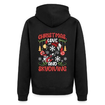 Fallschirm Skydive Weihnachten Liebe und Skydiving - Unisex Premium Bio Zip Hoodie - Schwarz - Hinten - Nico (187cm)