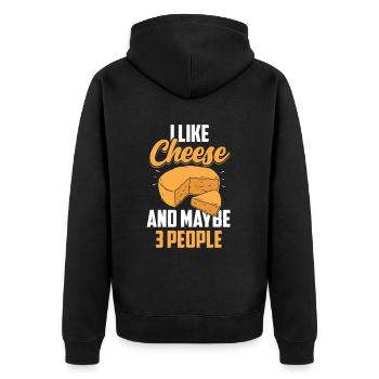 I like cheese and maybe 3 people sweet lovers - Unisex Premium Organic Zip Hoodie - black - Back - Nico (187cm)