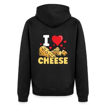 I love cheese lovers sweet sayings - Unisex Premium Organic Zip Hoodie - black - Back - Nico (187cm)