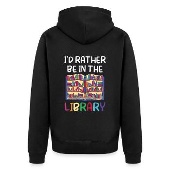 Je préférerais être dans la bibliothèque Livres - Veste à capuche bio Premium Unisexe - noir - Dos - Nico (187cm)