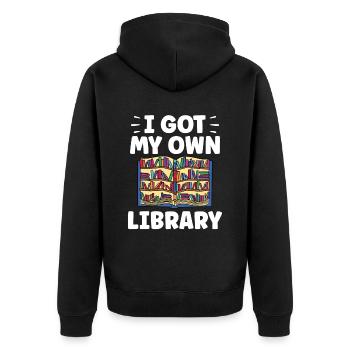 Ich Habe Meine Eigene Bibliothek Bibliothekar - Unisex Premium Bio Zip Hoodie - Schwarz - Hinten - Nico (187cm)