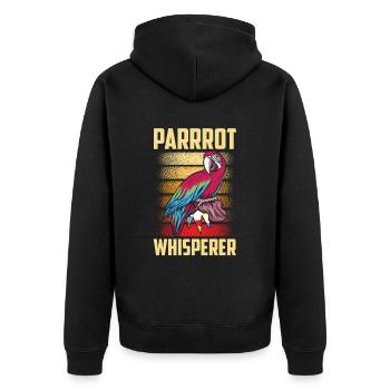 Perroquet Chuchotant Perroquet Chuchoteur Perroquets Doux Perroquets - Veste à capuche bio Premium Unisexe - noir - Dos - Nico (187cm)