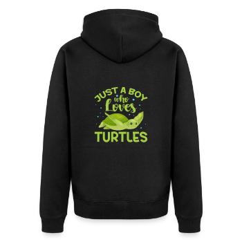 Schildkröte Turtle Meer Meeresbewohner Geschenk - Unisex Premium Bio Zip Hoodie - Schwarz - Hinten - Nico (187cm)