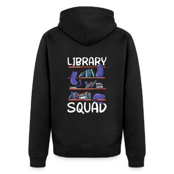 Bibliothek Team Bücher Liebhaber Bibliothekar - Unisex Premium Bio Zip Hoodie - Schwarz - Hinten - Nico (187cm)