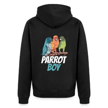Papageienjunge Papagei Junge Papageien Tier Süß - Unisex Premium Bio Zip Hoodie - Schwarz - Hinten - Nico (187cm)