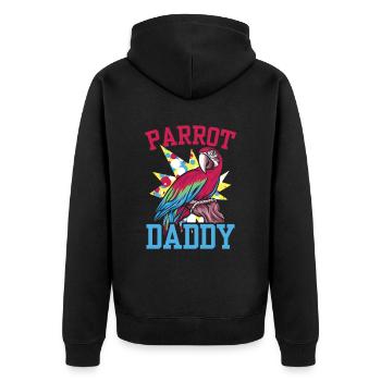 Papagei Papa Haustier Papageien Tier Süß - Unisex Premium Bio Zip Hoodie - Schwarz - Hinten - Nico (187cm)