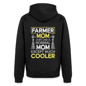 Farming Farmer Mom Mother Vintage - Unisex Premium Bio Zip Hoodie - Schwarz - Hinten - Nico (187cm)