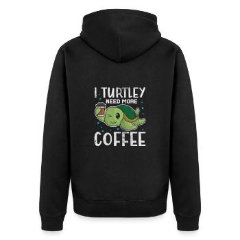 Turtle - Unisex Premium Organic Zip Hoodie - black - Back - Nico (187cm)