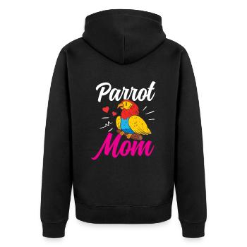 Papagei Mama Süß Haustier Tier Papageien - Unisex Premium Bio Zip Hoodie - Schwarz - Hinten - Nico (187cm)