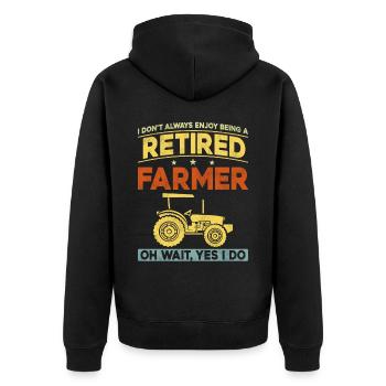 Farming Farmer Retired Vintage - Unisex Premium Organic Zip Hoodie - black - Back - Nico (187cm)