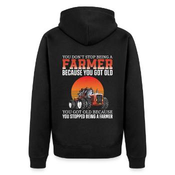 Farming Farmer Retired Grandpa - Unisex Premium Organic Zip Hoodie - black - Back - Nico (187cm)
