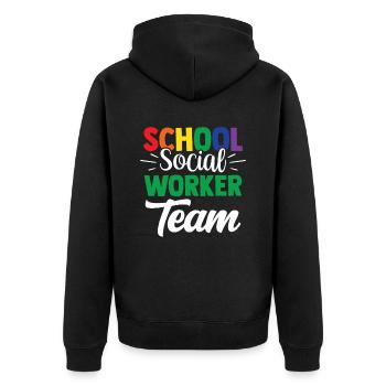 School Social Worker Team School Social Work School - Unisex Premium Organic Zip Hoodie - black - Back - Nico (187cm)