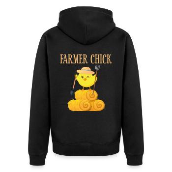 Farming Farmer Girl Chicken Farmer - Unisex Premium Bio Zip Hoodie - Schwarz - Hinten - Nico (187cm)