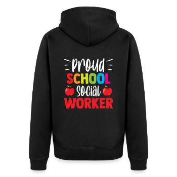 Fier travailleur social scolaire Travail social scolaire - Veste à capuche bio Premium Unisexe - noir - Dos - Nico (187cm)
