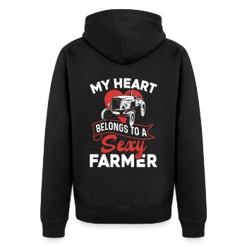 Farming Farmer Girl Wife - Unisex Premium Bio Zip Hoodie - Schwarz - Hinten - Nico (187cm)