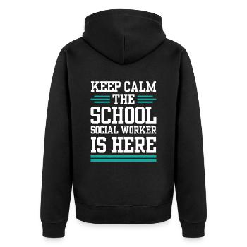Keeping calm The school social worker is a profession - Unisex Premium Organic Zip Hoodie - black - Back - Nico (187cm)