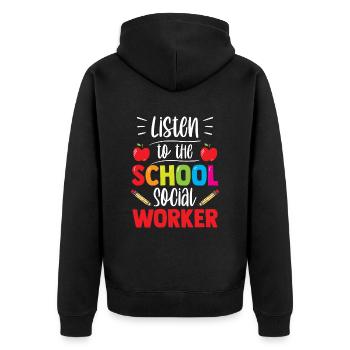 Ecouter le métier de travailleur social scolaire - Veste à capuche bio Premium Unisexe - noir - Dos - Nico (187cm)